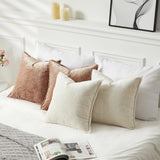 Garvee 4-Pack Chenille Throw Pillow Covers 18x18 Inch, Thickened Solid Square Cushion Cases, Soft Textured Cozy Pillows for Sofa Couch Bedroom, 2 White/2 Light Coffee or 4 Light Coffee - 4 Light Coffee