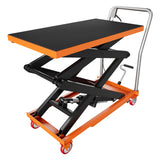 Garvee 770 lb Hydraulic Double Scissor Lift Table Cart, 14"–50" Height, Non-Slip Platform, 4 Wheels, Orange - Orange