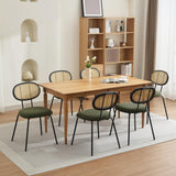 Garvee Set of 4 Velvet Upholstered Dining Chairs - Mid-Century Modern Rattan Mesh Back - Sturdy Metal Legs - Comfortable Seating for Kitchen, Dining Room, Living Room - Green - Color: 1