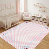 Garvee 5' x 7' Blush Pink Checkered Cherry Area Rug, Washable Non-Slip Low-Pile Carpet for Living Room, Bedroom and Dining Room - Blush Pink