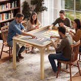 Garvee 2-in-1 Solid Wood Board Game Table, Convertible Dining and Gaming Table with Removable Tabletop Leaves, Smart Storage Caddy, 6 Cup Holders & 6 Component Trays - Natural Walnut Finish - Natural Wood