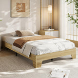 Garvee Twin XL Platform Bed Frame Minimalist Wood Grain Sturdy Low Profile Snap-Fit Assembly Pine Walnut Oak Bedroom - Golden Sandalwood