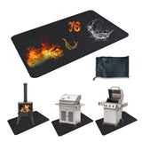 Garvee Double-Sided Fireproof Grill Mat - Heavy Duty Waterproof & Oil-Proof Deck Protector for Outdoor BBQ, Fire Pit, Patio & Fireplace - Durable Floor Mat, Black, 76 x 48 inch - Black