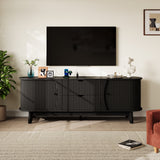 Garvee Contemporary Black TV Stand Entertainment Center for TVs up to 70" – Storage Cabinets, 2 Drawers, 2 Doors, Adjustable Shelves, Built-in Power Outlet – Media Console Table for Living Room or Bedroom – Black, USA Specs - Black