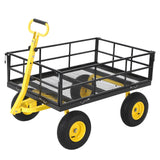 Garvee ﻿ Heavy Duty Steel Garden Cart, 1200 LBS Load Capacity Garden Wagon with 10 inch Tire and 180° Rotating Handle Attach to ATV or Tractor Blac - Yellow & Black