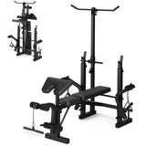 Garvee Weight Bench for Home Gym, Multi-Function Bench Press Set with Preacher Curl Pad & Chest Fly, Leg Extension and Leg Curl, Lat Pulldown, Full Body Strength Trainer Equipment - Black #1