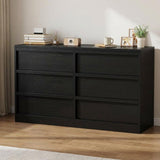 Garvee 6 Drawer Dresser for Bedroom, Wide Antique Chest of Drawers with Large Storage, Wooden Dresser Organizer - Black