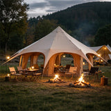 Garvee 16.4ft Circus-Style Tent, Spacious Polycotton Canvas Yurt for Glamping and Events, Weather-Resistant Brown Camping Shelter - 16.4' x 9.2'