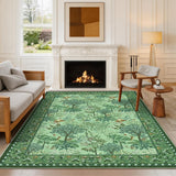 Garvee 9' × 12' Mushroom Forest Area Rug, Washable Polyester Carpet with Non-Slip Backing for Living Room, Bedroom and Dining Room, Green - Green