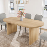 Garvee Modern 3-Piece Oval Dining Table Set – 63" Natural Wood Table with Upholstered High Back Chairs – Sturdy, Elegant, Perfect for Kitchen or Dining Room – Natural Wood 1600 + Gray 2PCS - Natural+Gray