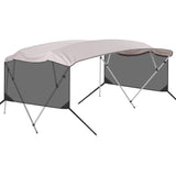 Garvee 4-Bow Bimini Top Replacement Canvas with 2 Mesh Sidewalls, 600D Heavy-Duty Waterproof Marine Canvas, UV-Resistant Boat Top Cover with Storage Boot, Fits 8'L x 91"-96"W (Frame Not Included) - Grey