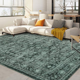 Garvee Washable Area Rugs - Perfect for Living Room, Bedroom, Kids Room, Nursery - Stain & Water Resistant Non-Slip, Foldable Indoor Vintage Carpet - Dark Green