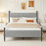 Garvee Queen Size Upholstered Bed Frame - with Velvet Headboard, Soft Corduroy Fabric Platform with Wooden Slats Support & Heavy Duty Feet, No Box Spring Needed, Noise Free, Easy Assembly, Grey - Gray