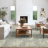 Garvee 5' × 7' Botanical Leaf Area Rug, Machine Washable Non-Slip Low-Pile Soft Rug for Living Room, Bedroom & Nursery, Fog Gray - Fog Gray