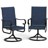 Garvee Swivel Rocking Patio Chairs Set of 4 – High Back, Ergonomic S-Shaped, All-Weather Navy Blue Textilene, Quick-Dry Mesh, Rustproof Black Powder-Coated Metal Frame, Space-Saving Outdoor Seating for Garden, Lawn, Porch or Deck – Black Frame & Navy Blue - Black & Navy Blue / 4 Pack