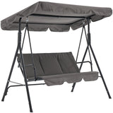 Garvee 3-Person Outdoor Porch Swing with Adjustable Canopy, 600 LBS Heavy-Duty Metal Frame, Weather-Resistant Patio Swing Chair for Backyard, Garden, Porch & Poolside