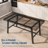 Garvee Versatile Industrial Dining Table – Sturdy Metal Frame & Modern Rustic Look – Rectangular Table for 2-6 – Space-Saving, Ideal for Apartment or Home Office, Black 1400 - Black