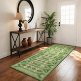 Garvee 2' × 6' Wavy Linear Runner Rug, Soft Washable Low-Pile Polyester Carpet for Hallway, Kitchen and Entryway, Green - Green