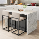 Garvee Bar Stools Set of 2, Counter Height 24.8'' Barstool PU Leather with Back, Modern Upholstered Island Chairs with Metal Legs for Kitchen Island, Bar, Counter, Beige - Beige