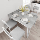 Garvee Space-Saving 5-Piece Dining Table Set for 4 – Upholstered Chairs – Sturdy MDF Tabletop – Metal Frame – Easy Assembly – Washed Gray + White Tube