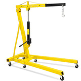 Garvee 2-Ton Engine Hoist - 4400 lbs Folding Hydraulic Cherry Picker, Heavy-Duty Shop Crane with 6 Caster Wheels and 4 Adjustable Boom Positions for Warehouse, Garage, and Workshop (Yellow) - Yellow
