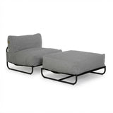 Garvee Outdoor Cloud Chaise Lounge Chair with Ottoman, Olefin Fabric Patio Lounge Sofa with Removable Dark Gray Cushion & Metal Frame - Dark Gray