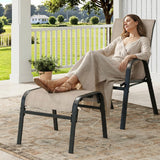 Garvee Outdoor Patio Ottoman Set for Garden & Pool, 2-Pack Stackable Metal Frame Footrests with Textilene Support and Brown Finish