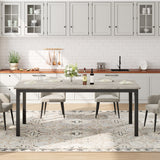 Garvee 70.9" Dining Table for 6, Farmhouse Wooden Kitchen Tables for Family, Rectangular Industrial Style Dining Room Table with Sturdy Metal Frame, Long Desk for Restaurant, Kitchen, Office,Grey