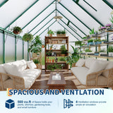 Garvee Polycarbonate Greenhouse, 8 x 12 FT Green Aluminum Frame with 2 Swing Doors, Roof Vent and Rain Gutter for Winter Garden Growing