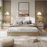Garvee Minimalist Queen Platform Bed Frame – Sturdy Wood, Floor-Standing, No Headboard, Sturdy Slats, No Box Spring, Easy Assembly – Queen Size – Golden Tan Wood - Oak