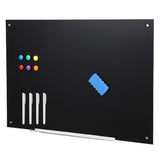 Garvee Glass Dry Erase Board - Frameless Magnetic Glass Whiteboard Wall Mounted, Large Tempered Glass Writing Surface for Office, Home School & Conference Room, 24"W x 18"H - Black