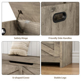 Garvee Spacious Lift-Top Storage Bench – Wooden Entryway Shoe Organizer Chest with Safety Hinges – Farmhouse Style, Easy Assembly – Multi-Purpose Trunk for Bedroom, Living Room – Washed Ash - Washed Grey