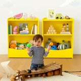 Garvee 2-Tier Wooden Kids Bookshelf & Toy Organizer - Curved Design with Multi-Shelf Cubby - Space-Saving Storage for Playroom, Nursery, Kindergarten - Durable Construction - Yellow - Yellow