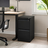 Garvee Lockable Metal 2-Drawer Filing Cabinet with Key – Smooth Sliding Drawers – Durable Steel Storage for Letter, Legal & A4 Documents – Compact Office & Home File Cabinet – Black - Black