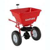 Garvee 85 lb Tow-Behind Broadcast Spreader with Adjustable Flow Control, 10-Inch Pneumatic Tires, Steel Frame & Universal Hitch for Seed, Fertilizer, Salt and Ice Melt, Red - Red