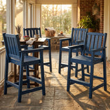 Garvee Outdoor Bar Stools, 4-Piece HDPE Adirondack Set with 27.7-Inch Seat Height and 400 lb Capacity, Navy Blue, for Deck and Garden - Navy Blue