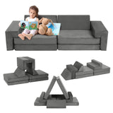 Garvee 8-Piece Modular Kids Play Couch – Convertible Sectional Sofa for Children – Removable Washable Covers – Safe, Durable, Multi-Functional Furniture for Playroom, Bedroom, Fort Building – Grey - Grey