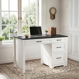 Garvee Black Farmhouse Executive Desk with File Cabinet & Storage Drawers, Space-Saving Small Home Office Desk for Bedroom - Black Desktop