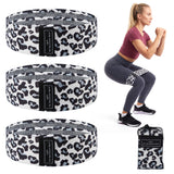 Garvee Leopard Print Hip Resistance Bands - Light Fabric Booty Bands for Legs & Glutes, Non-Slip Squat Bands with Carry Bag for Home Workout, Yoga & Strength Training - 灰粉黑