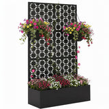 Garvee Metal Planter Box with Trellis, 44" W × 16" D × 71" H Raised Garden Bed, 26 Gal, 110 lbs, Square Privacy Screen, Black