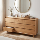 Garvee 9 Drawer Dresser for Bedroom, 63" Wide Chest of Drawers with Curved Safety Corners, Storage Cabinet, Natural Wood Dresser TV Stand, Living Room