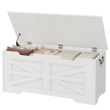 Garvee Storage Chest, 39.4" Wooden Storage Bench with Safety Hinge, Flip Top Blanket Chest Trunks, Supports 350 Lb, for Entryway, Living Room, Bedroom, White - White