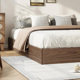 Garvee Minimalist Wooden Platform Bed Frame – Sturdy Slats, Modern Floor Bed, No Box Spring, Space-Saving, Easy Assembly, Noise-Free – Twin XL – Walnut - Walnut Wood