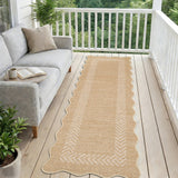 Garvee 2' x 6' Washable Scalloped Minimalist Geometric Rug—Suitable for Indoor and Outdoor Use, Perfect for Entryways, Hallways, and Bedrooms, Beige - Beige