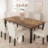 Garvee Industrial Dining Table Set with Ergonomic High Back Chairs – 7-Piece, 78.7" Rectangular Table, Upholstered Faux Linen Seats, Sturdy Rubberwood & Metal Legs, Heavy Duty, Easy Assembly, Classic, 78" - Retro