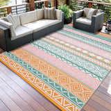Garvee Durable Reversible Outdoor Patio Rug – Weather-Resistant Plastic Mat, Easy to Clean, for Garden, Lawn, Backyard Decor – Large 9x18ft – Four Colors: Orange/Green/Pink/White - Orange & Pink