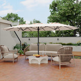 Garvee 15' Double-Sided Rectangular Patio Umbrella, Large Outdoor Pool Umbrella, Khaki - Khaki