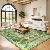 Garvee 9' × 12' Wavy Linear Area Rug, Soft Washable Low-Pile Polyester Carpet for Living Room, Bedroom and Dining Room, Green - Green
