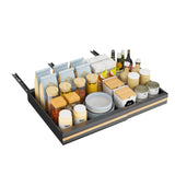 Garvee Adjustable Pull-Out Carbon Steel Kitchen Storage Rack – Expandable Sliding Organizer for Cabinets, Spices & Tableware – Rust-Resistant, No-Drill, Space-Saving – Black, 1-Piece Set, Size 32~52cm (Depth 53*7.5cm), DG-70404-BK