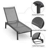 Garvee Patio Chaise Lounge Chairs for Poolside & Garden, 2-Pack Adjustable Recliners with Textilene Mesh, Steel Frame and Gray XL Design